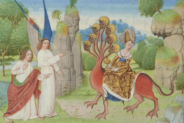 The Whore of Babylon by Loyset Liédet. Apocalypse of Charles the Bold; Belgium, Bruges, ca. 1470. Pierpont Morgan MS M.68, f. 217r.