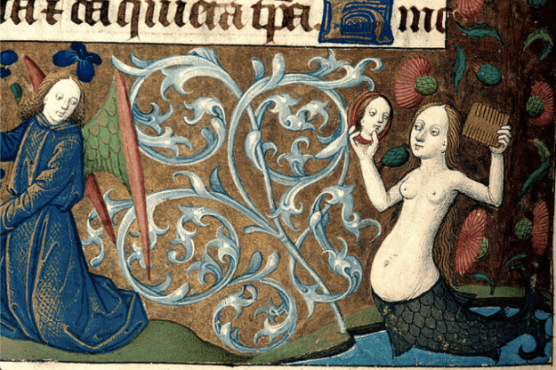 Mermaid from Besançon, BM MS 69. Breviary, use of Besançon. Rouen.